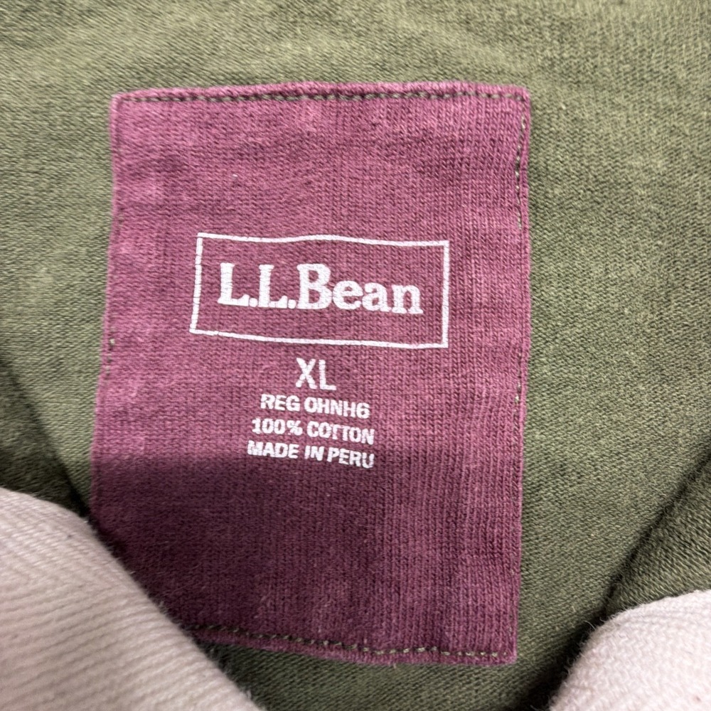 Vintage LL Bean Rugby Shirt Mens XL Green Striped Long Sleeve - Picture 3 of 6